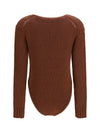 cable-knit wool bodysuit