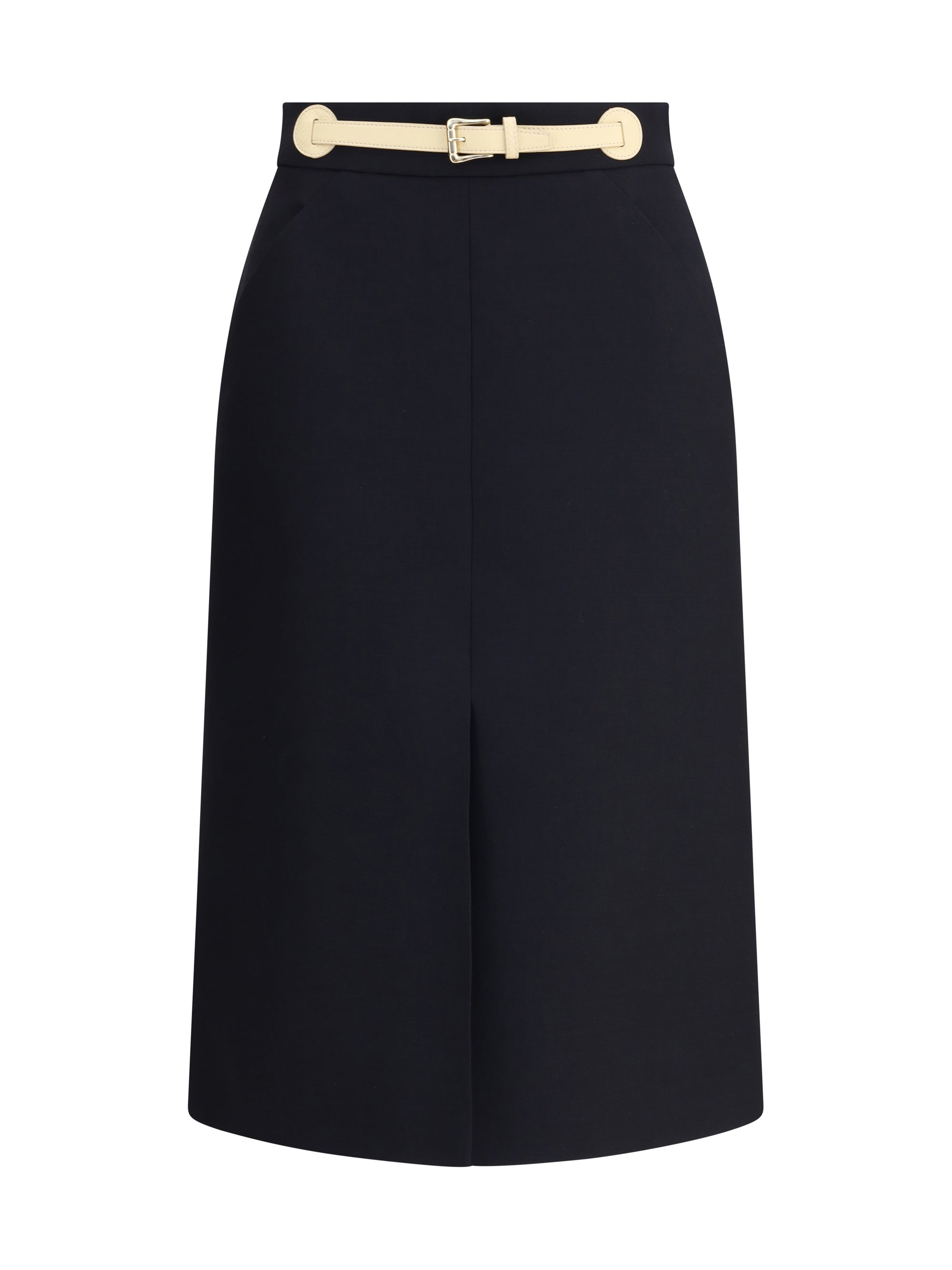 belted midi skirt