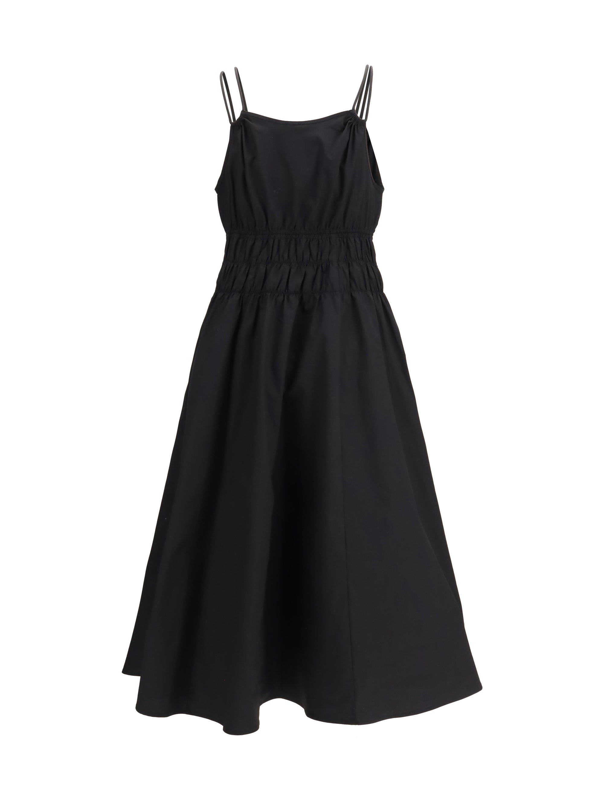 shirred v-neck dress