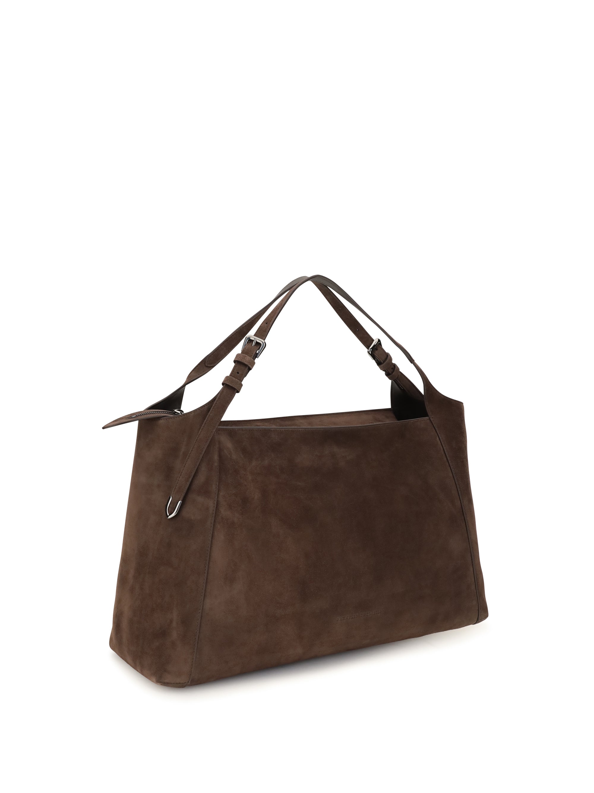 sartorial suede shoulder bag