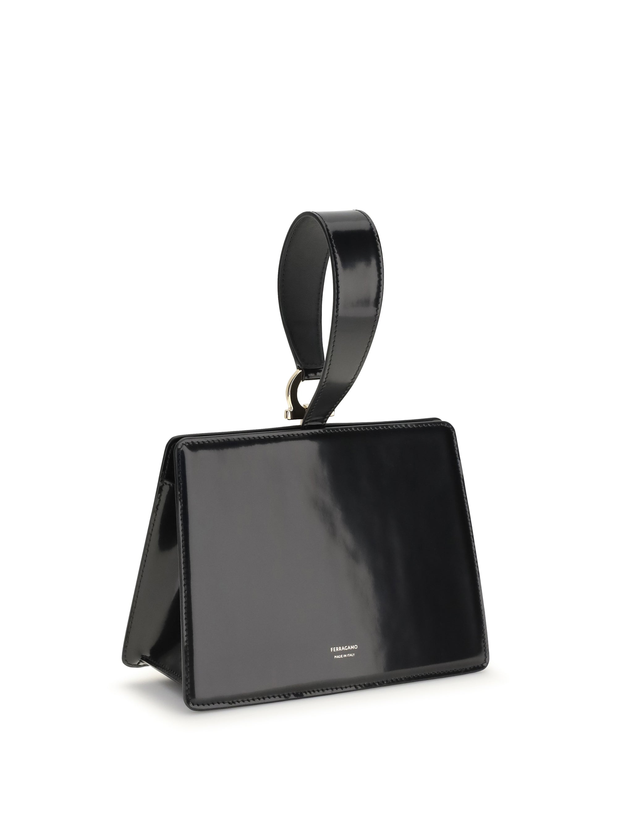 rigid leather handbag
