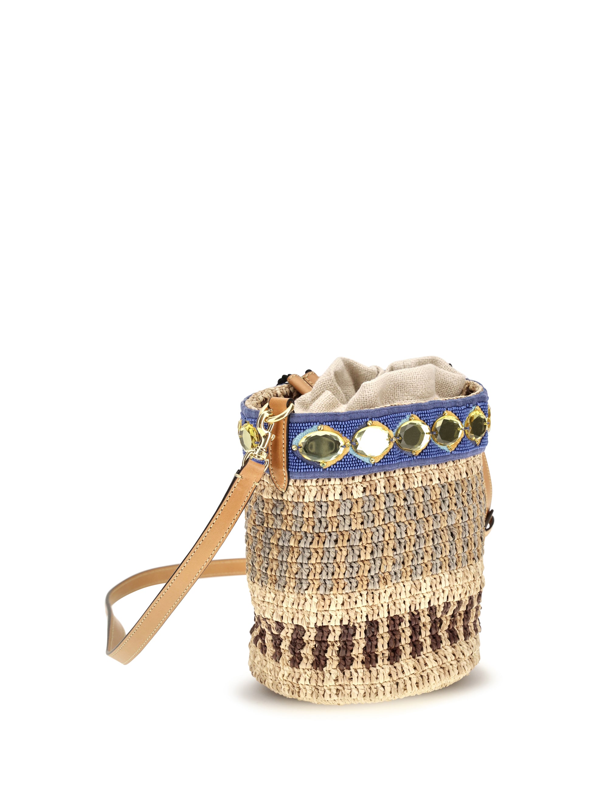mini raffia bucket bag