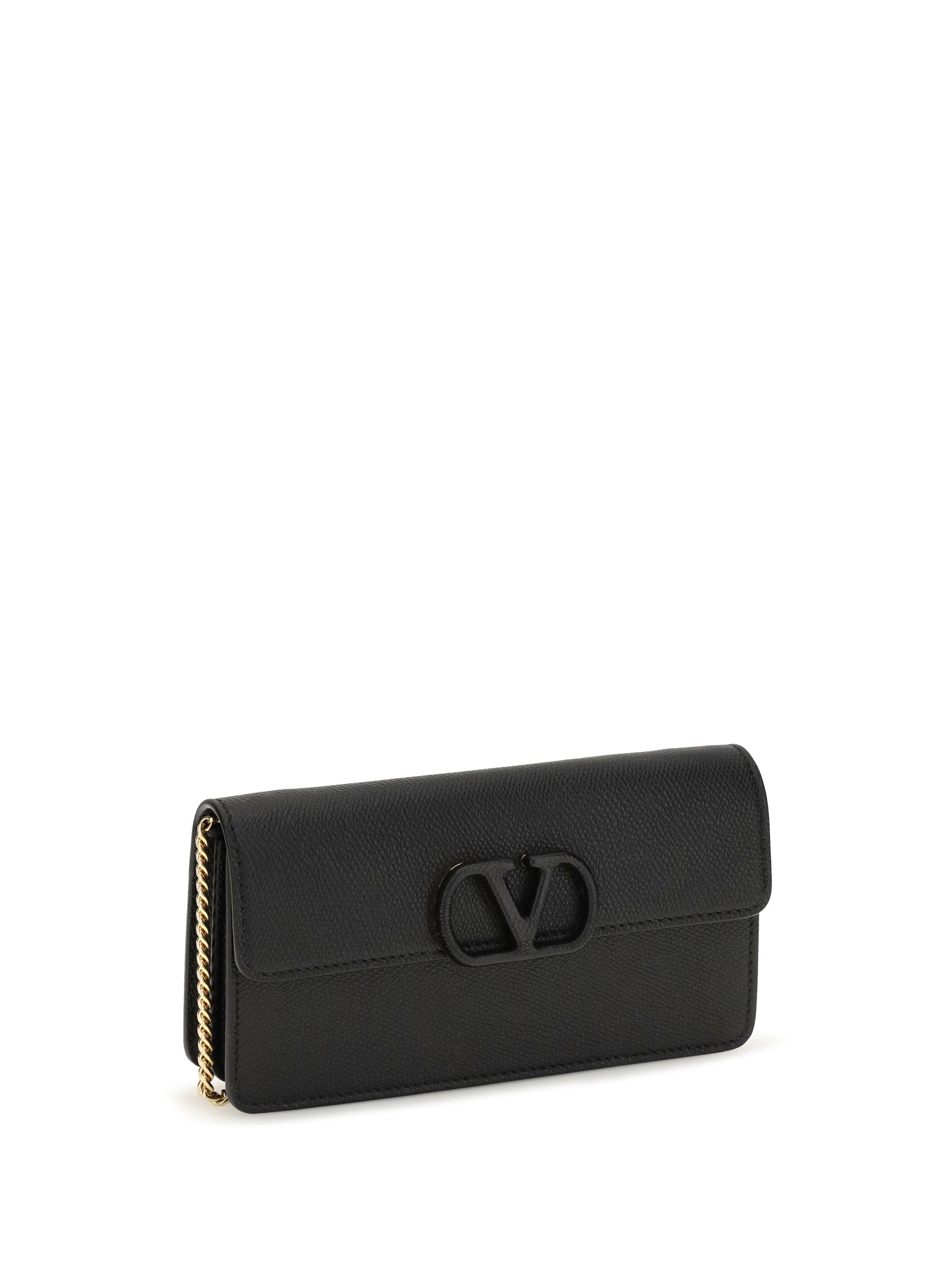 vlogo signature grainy calfskin chain wallet