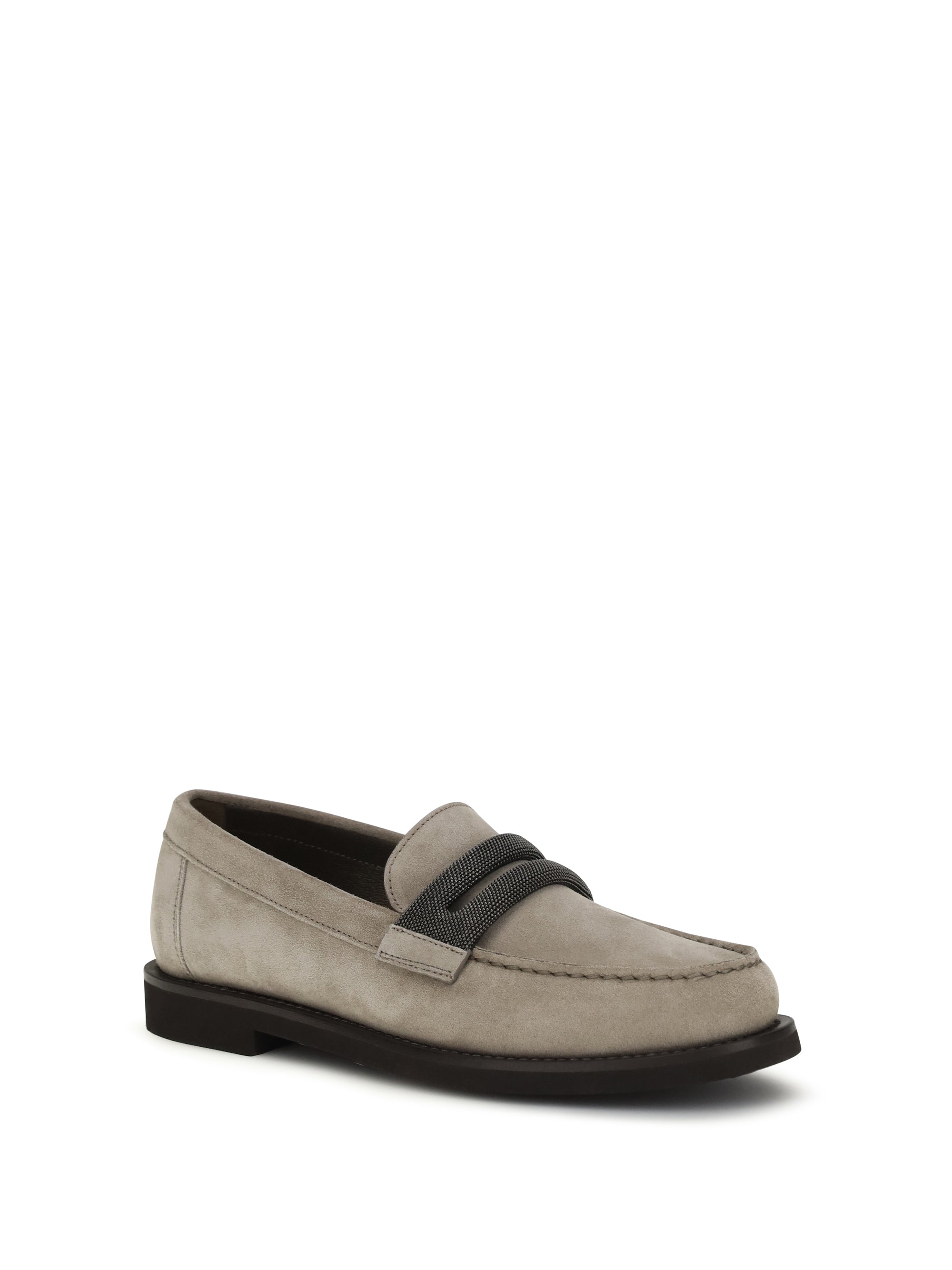 penny loafers in suede with precious clamp
