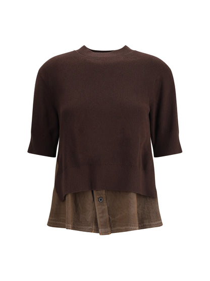 SACAI 2 denim detail sweater