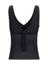 ribbed silk jersey lace-trim tank top