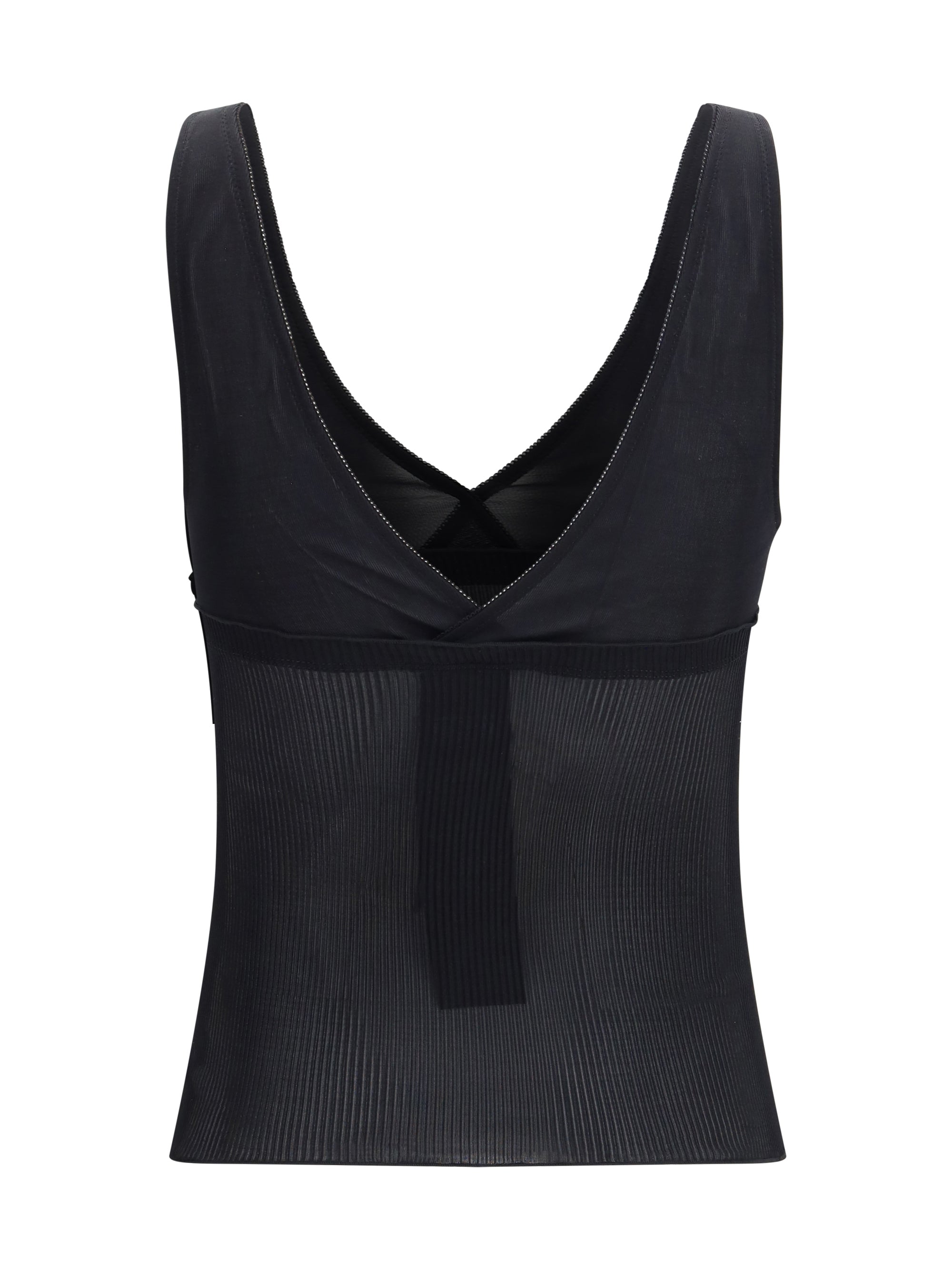 ribbed silk jersey lace-trim tank top