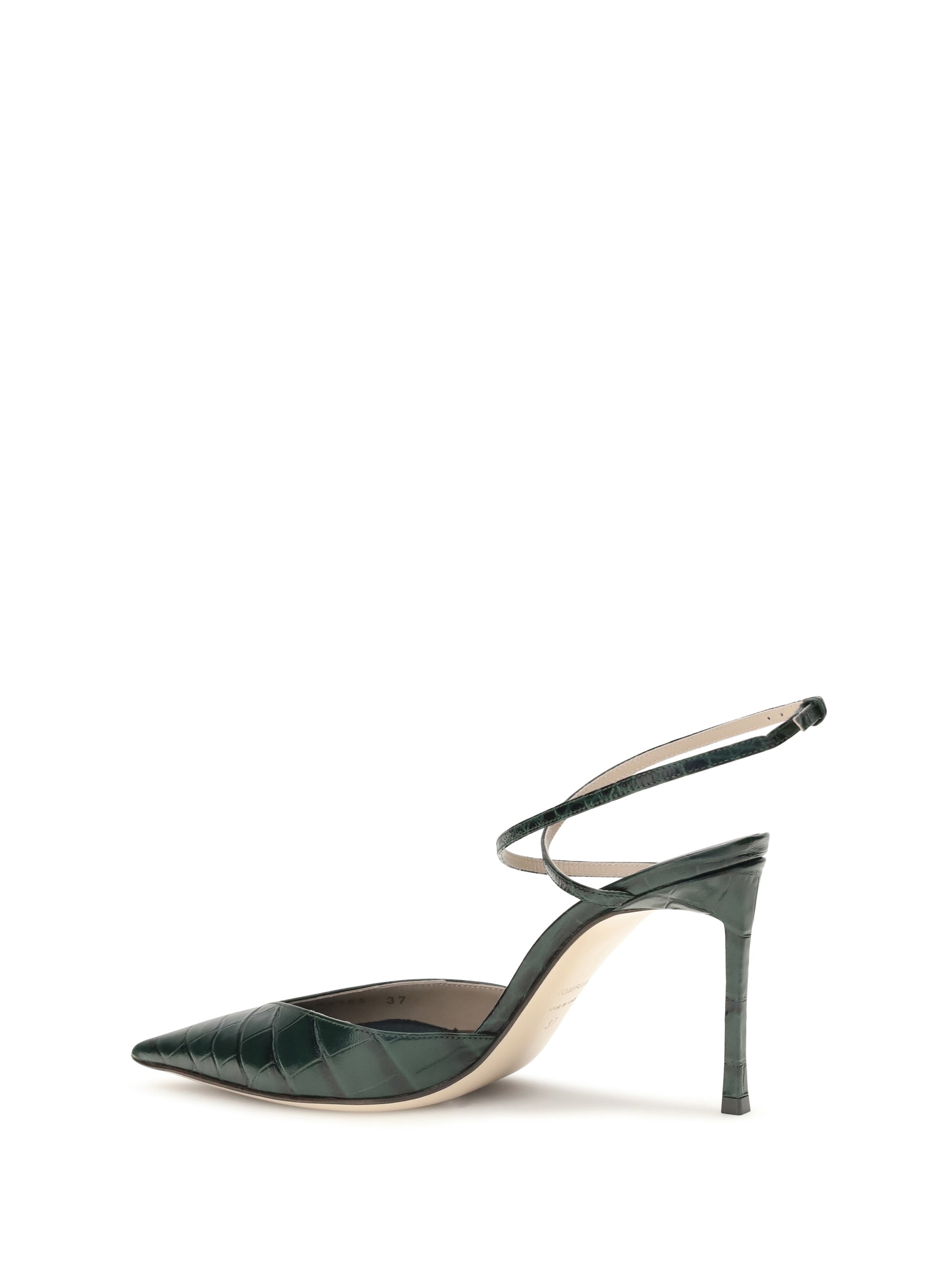 crocodile-print leather pumps