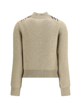 BURBERRY L cashmere and wool cardigan with check applications 