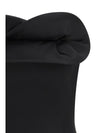 wool and silk corset top with sculptural neckline