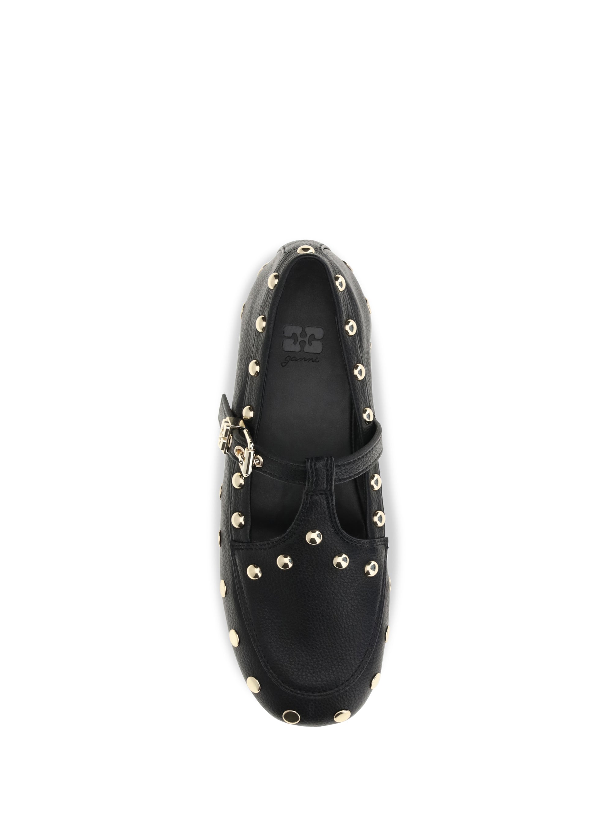 mary jenny studded ballerinas in pebbled leather
