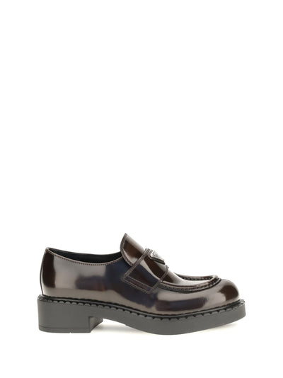 PRADA 38.5 leather logo loafers
