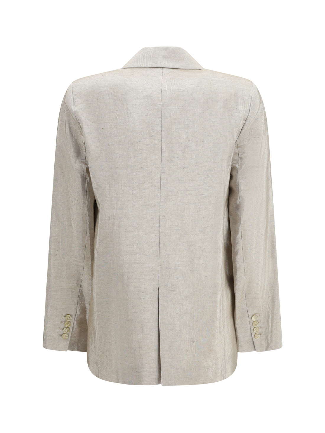 FORTE_FORTE I double-breasted jacket in linen and lurex with jewel buttons