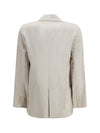 double-breasted jacket in linen and lurex with jewel buttons
