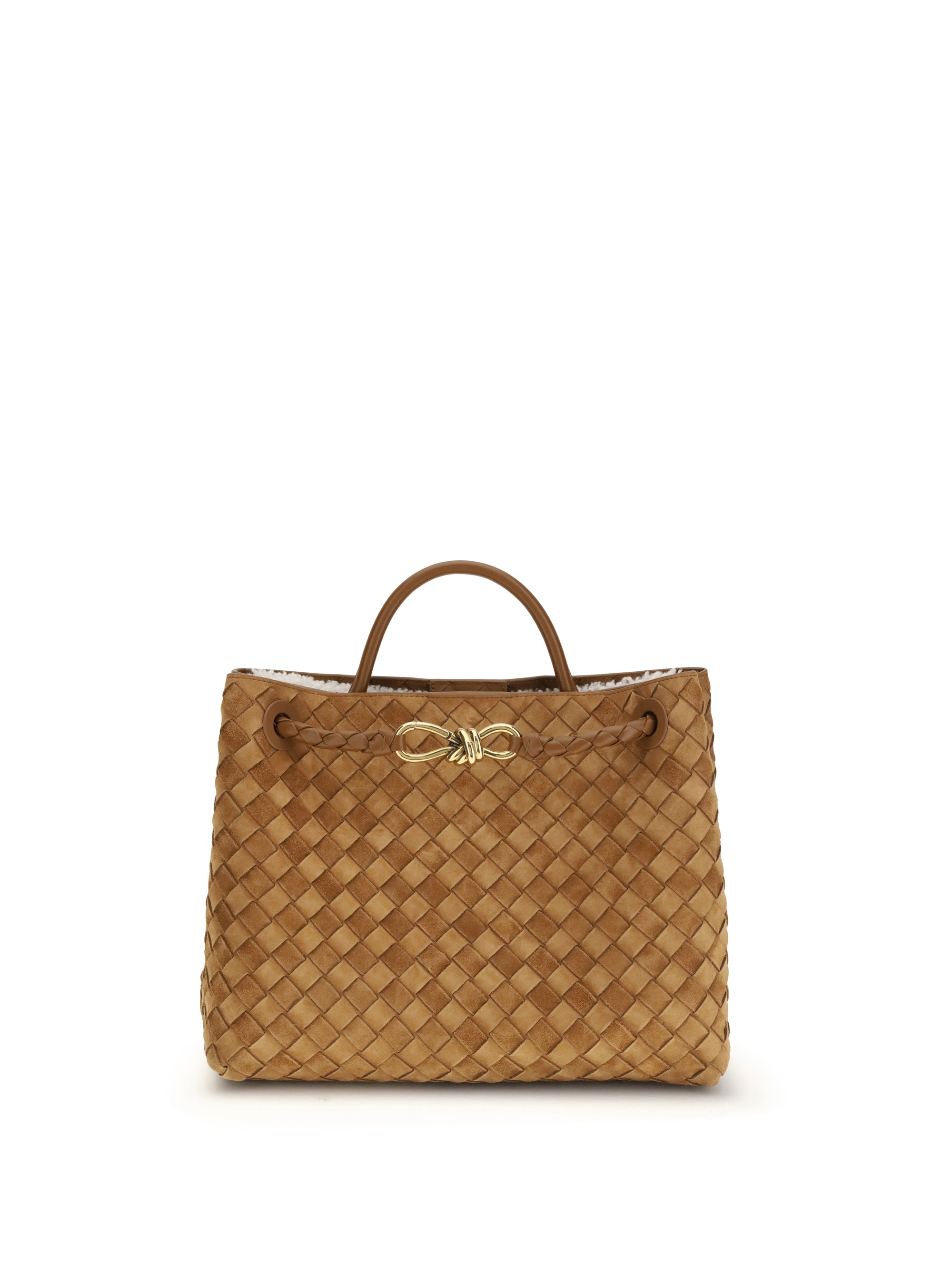 medium suede tote bag with intrecciato motif