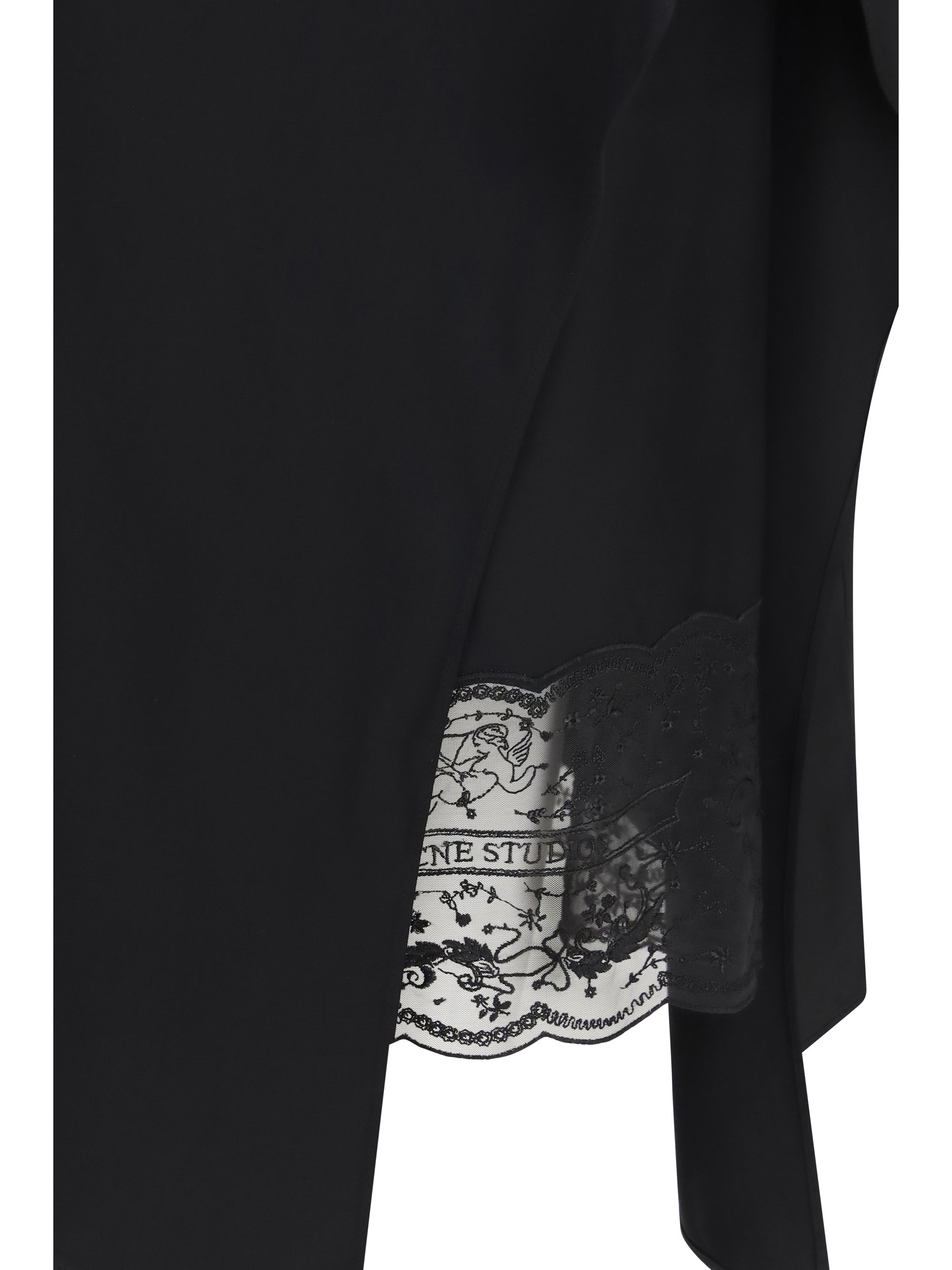 layered satin skirt with lace details