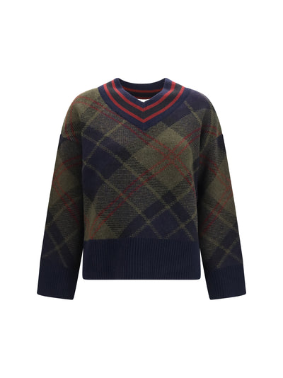 shae tartan wool v-neck sweater