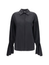 silk-blend shirt with bell sleeves