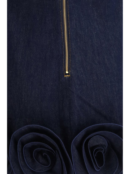 SELF-PORTRAIT 6 denim 3d flower mini dress