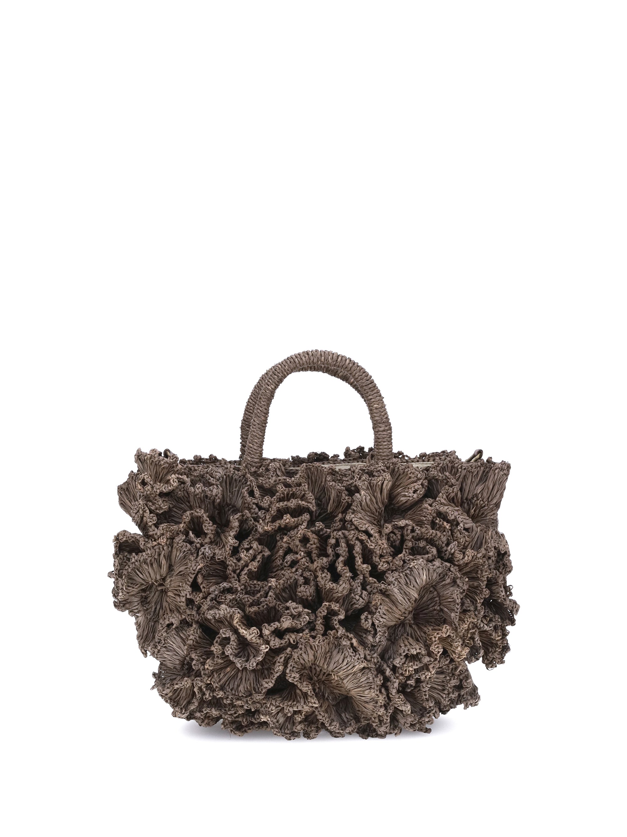 coral raffia handbag