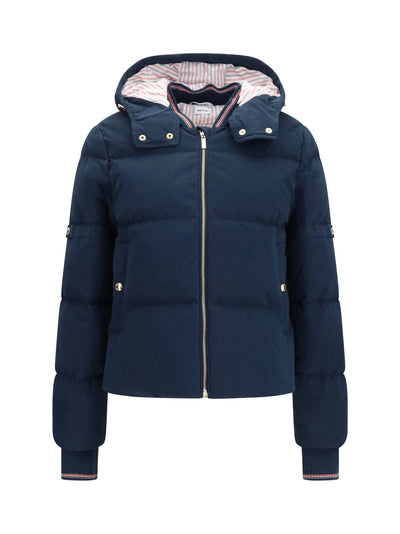 waxed technical puffer jacket with hood