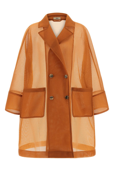 double-breasted coat made of 20 denier polyester double polyester fabric