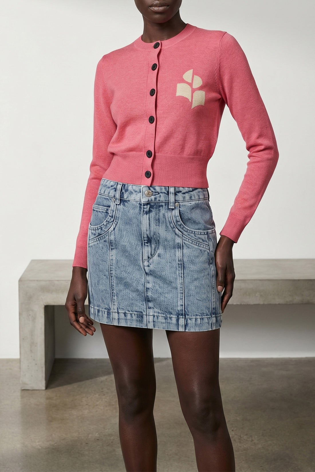 MARANT ETOILE 36 newton cardigan in cotton and wool blend mélange