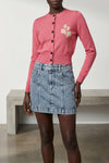 newton cardigan in cotton and wool blend mélange