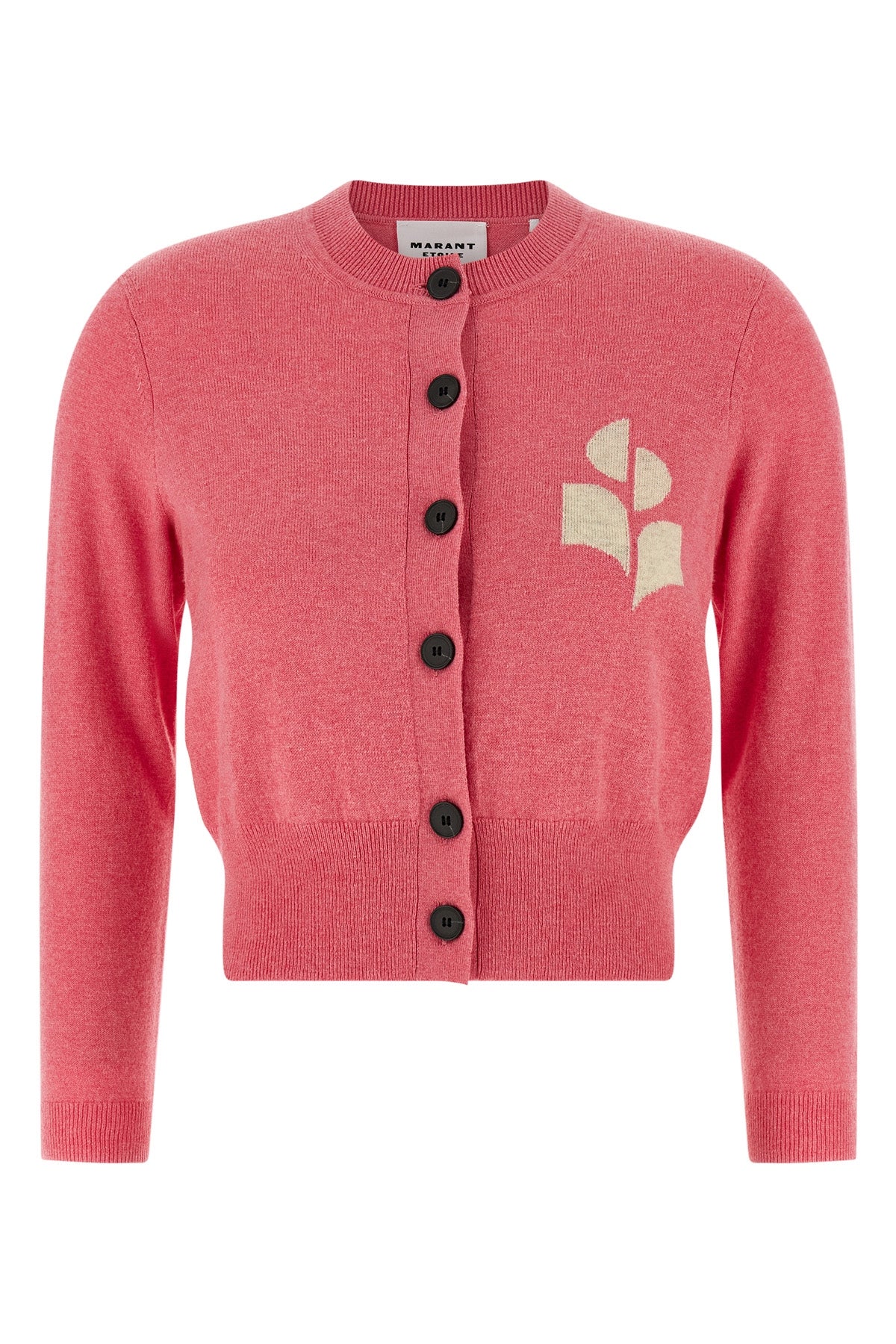 newton cardigan in cotton and wool blend mélange