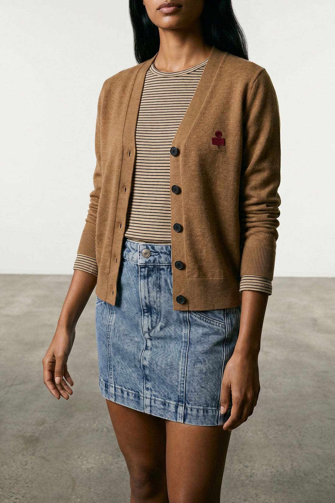 MARANT ETOILE 34 karina mélange cotton and wool blend cardigan