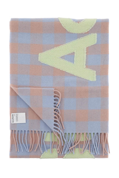 &quot;checked scarf with logo pattern&quot;