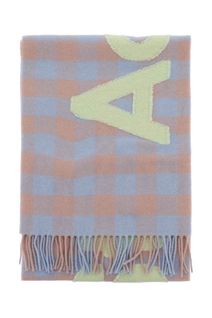 &quot;checked scarf with logo pattern&quot;