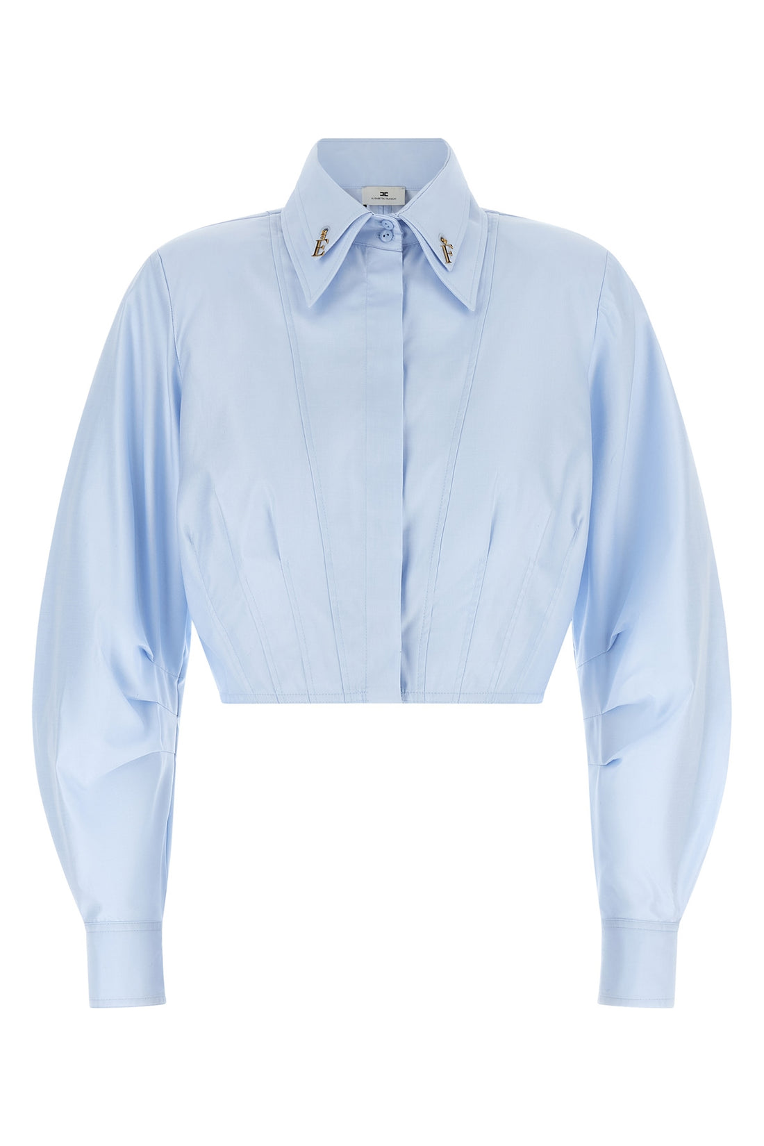 ELISABETTA FRANCHI 38 the elisabetta franchi cropped shirt redefines the codes of classic tailoring th