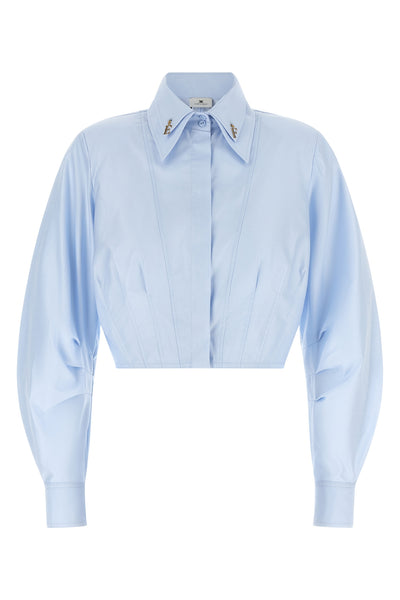 the elisabetta franchi cropped shirt redefines the codes of classic tailoring th