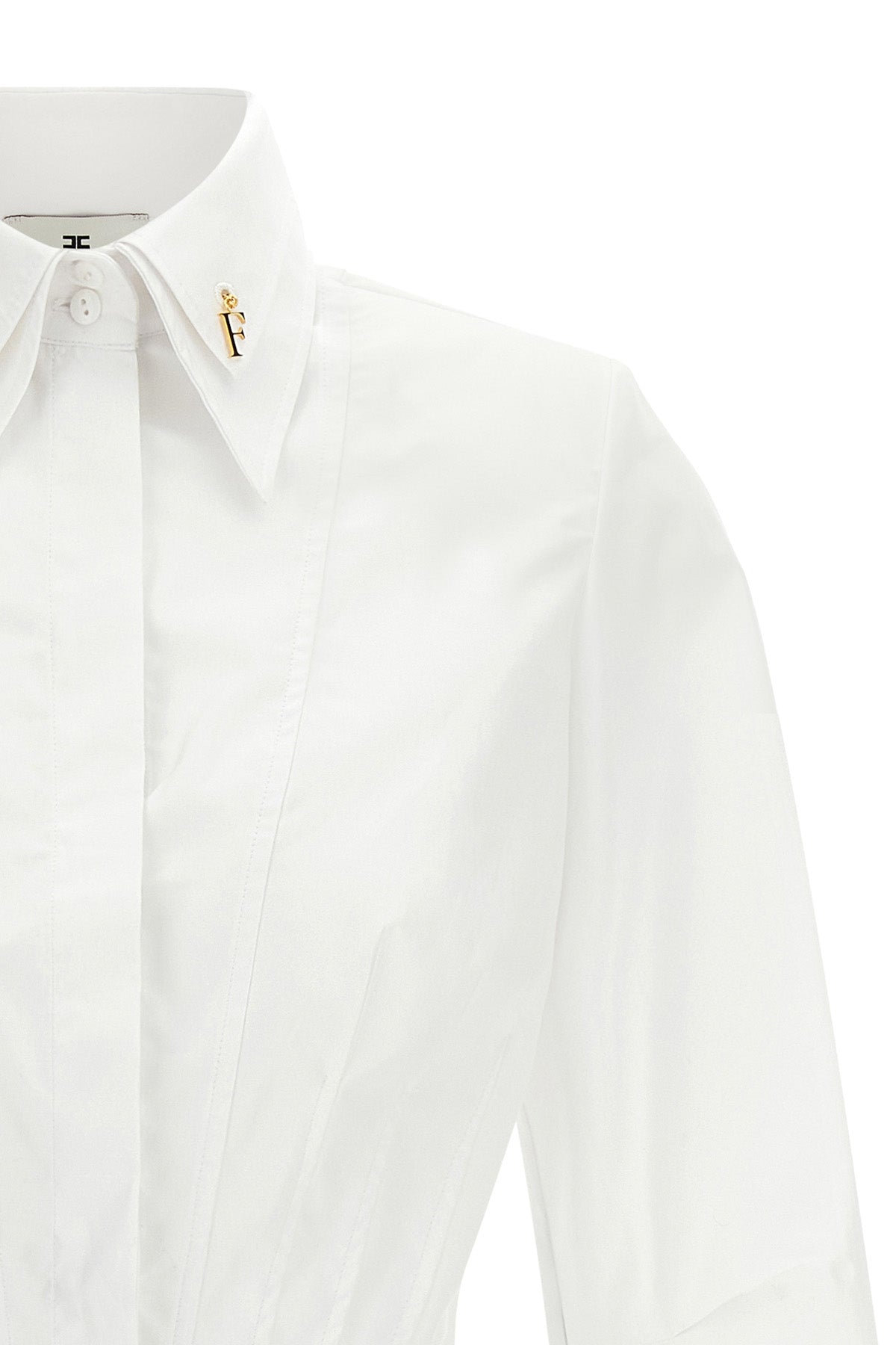 the elisabetta franchi cropped shirt redefines the codes of classic tailoring th