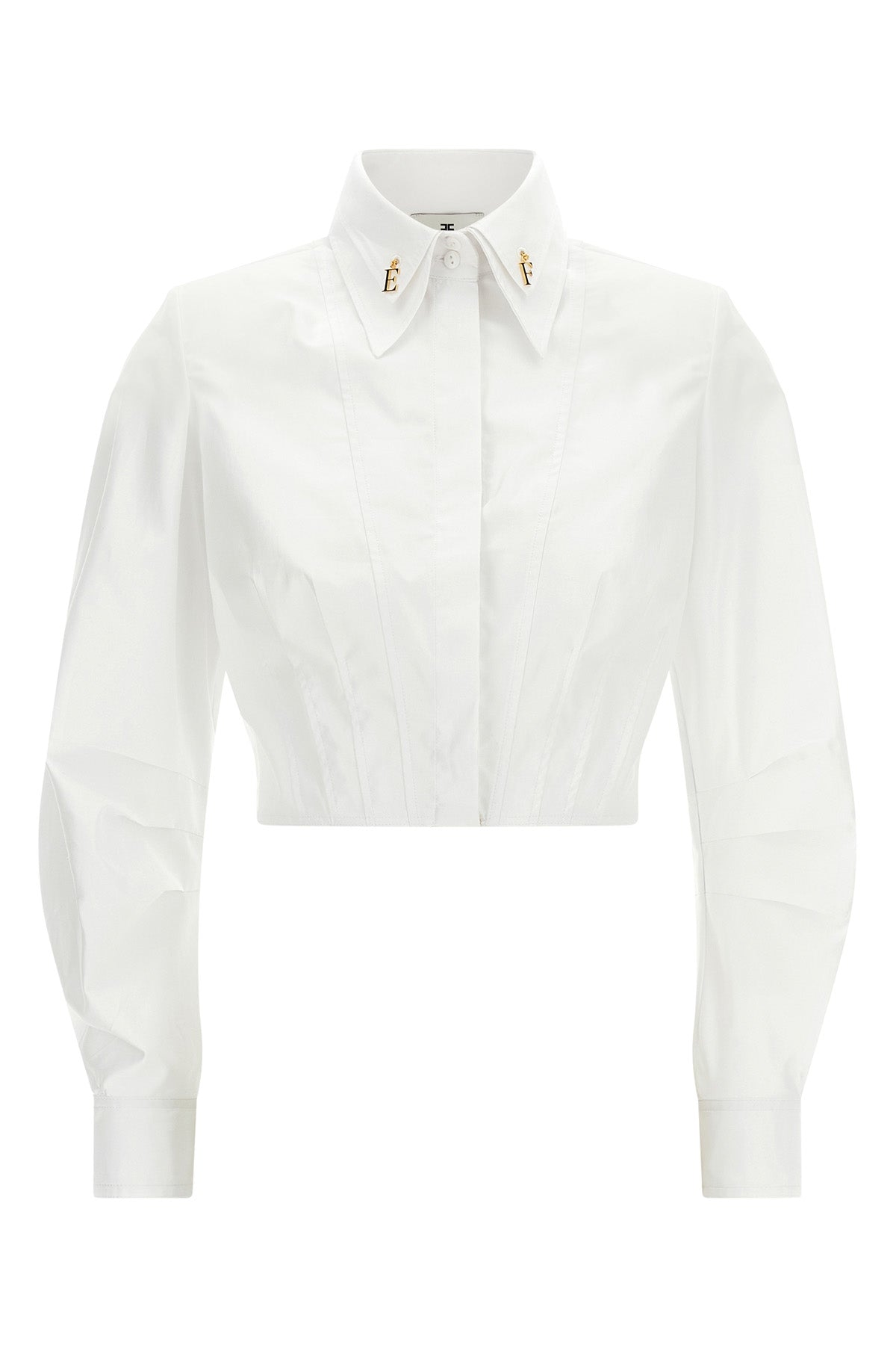 the elisabetta franchi cropped shirt redefines the codes of classic tailoring th
