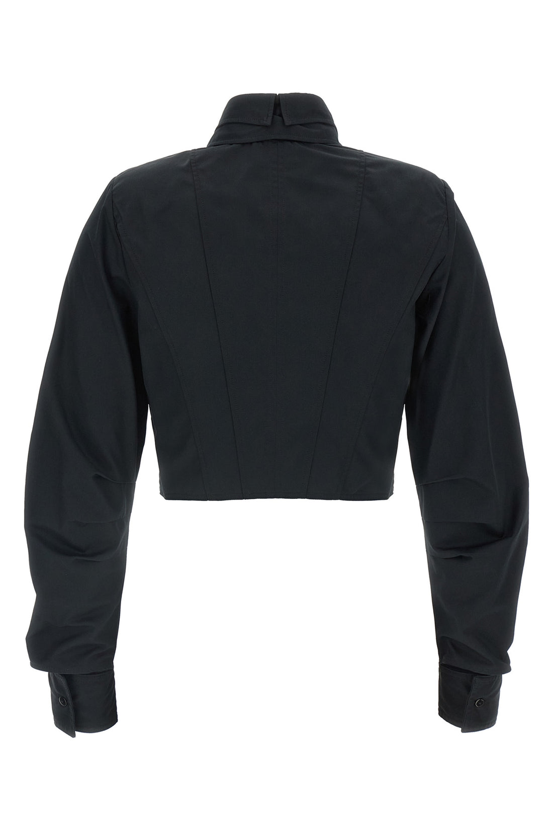 ELISABETTA FRANCHI 38 the elisabetta franchi cropped shirt redefines the codes of tailoring through a