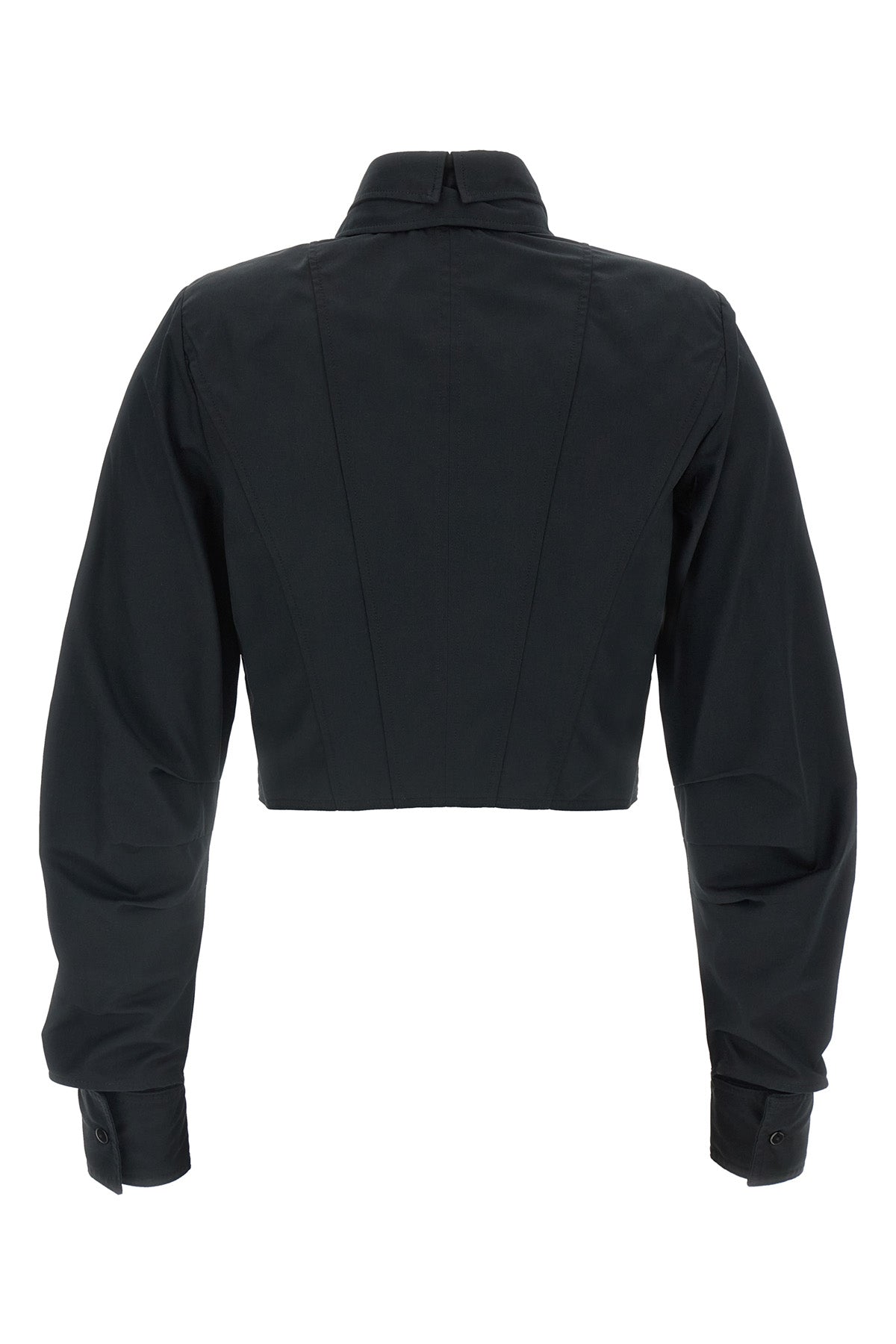 the elisabetta franchi cropped shirt redefines the codes of tailoring through a