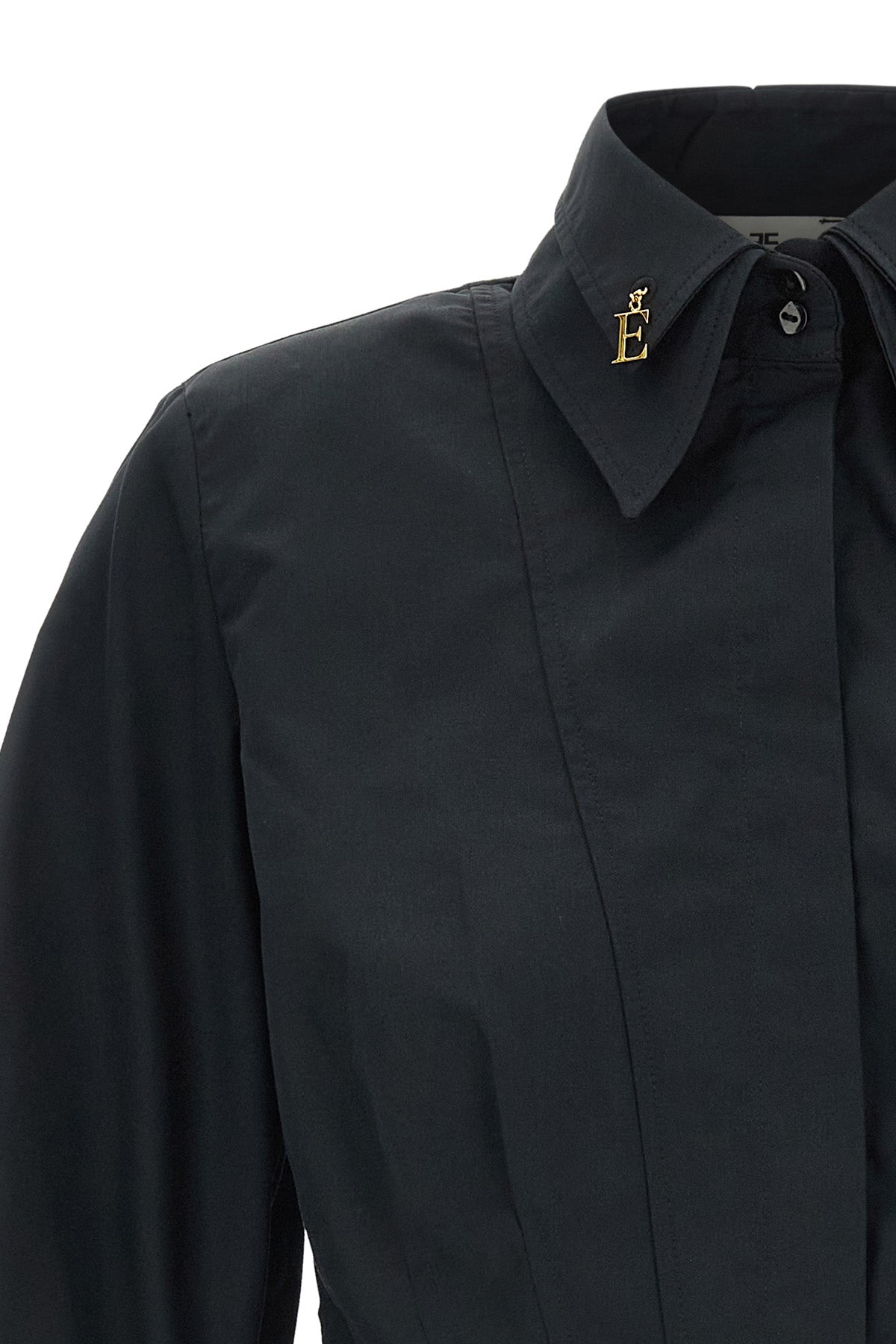 the elisabetta franchi cropped shirt redefines the codes of tailoring through a