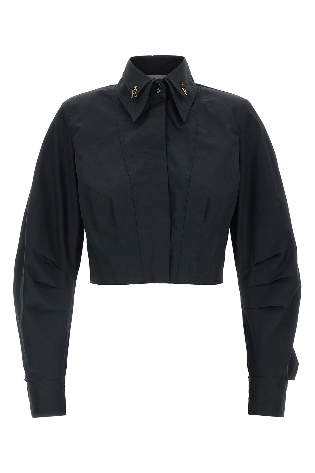 ELISABETTA FRANCHI 38 the elisabetta franchi cropped shirt redefines the codes of tailoring through a