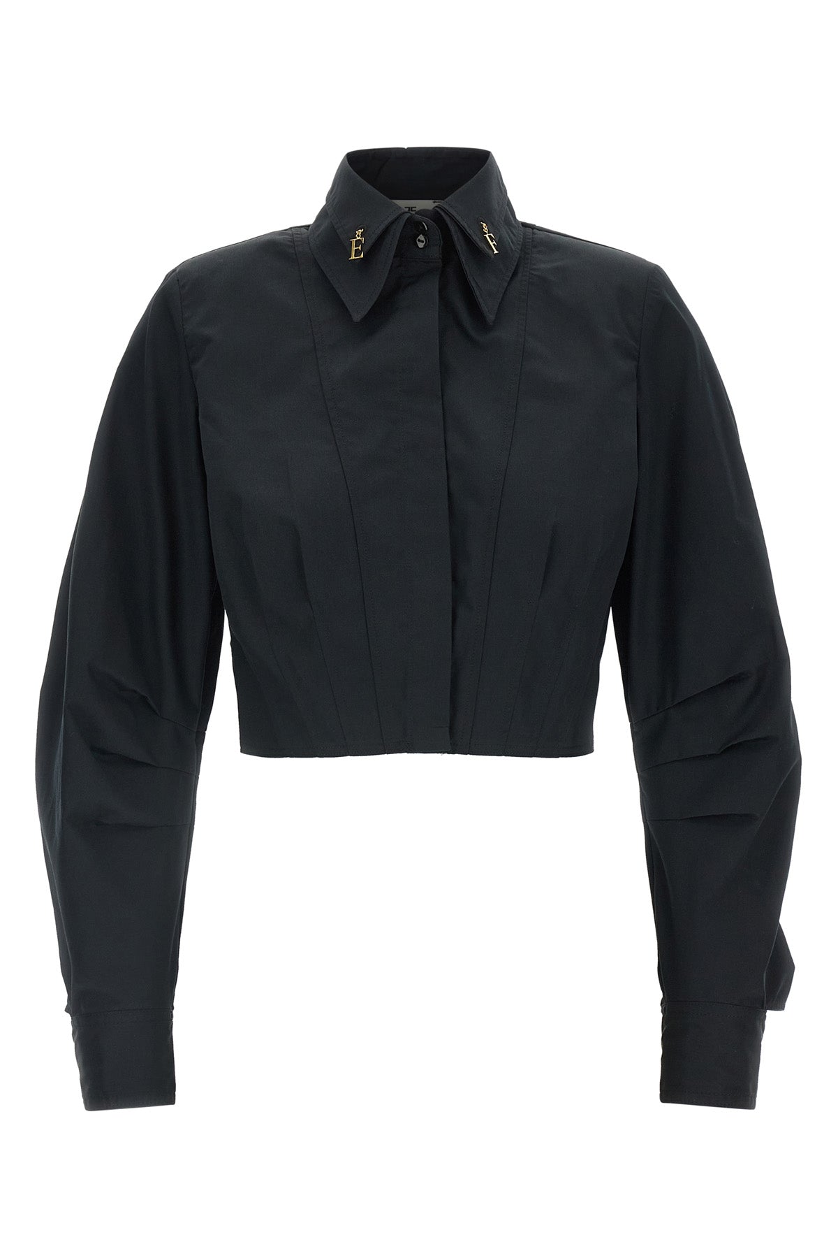 the elisabetta franchi cropped shirt redefines the codes of tailoring through a