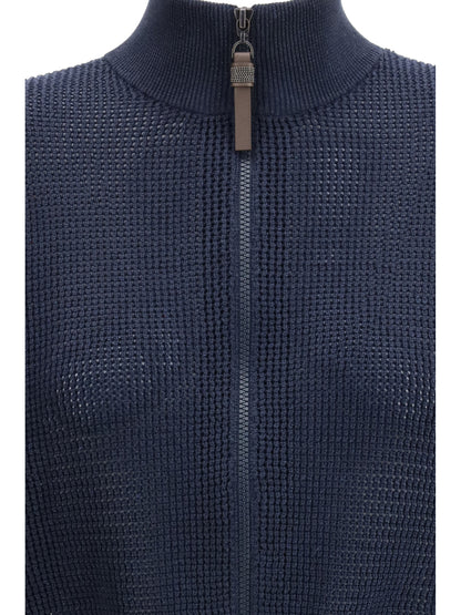 BRUNELLO CUCINELLI M cotton enhanced with all-over lurex detailing cardigan