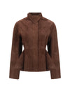 peplum jacket in suede goatskin