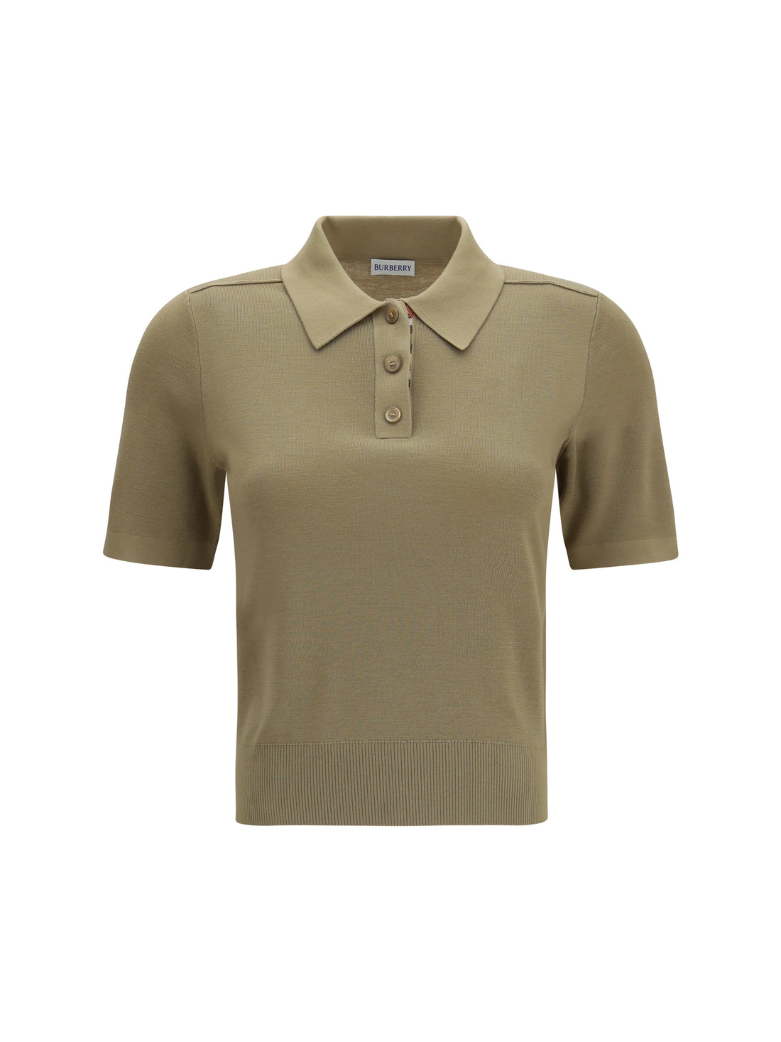 BURBERRY L knit polo with check trim