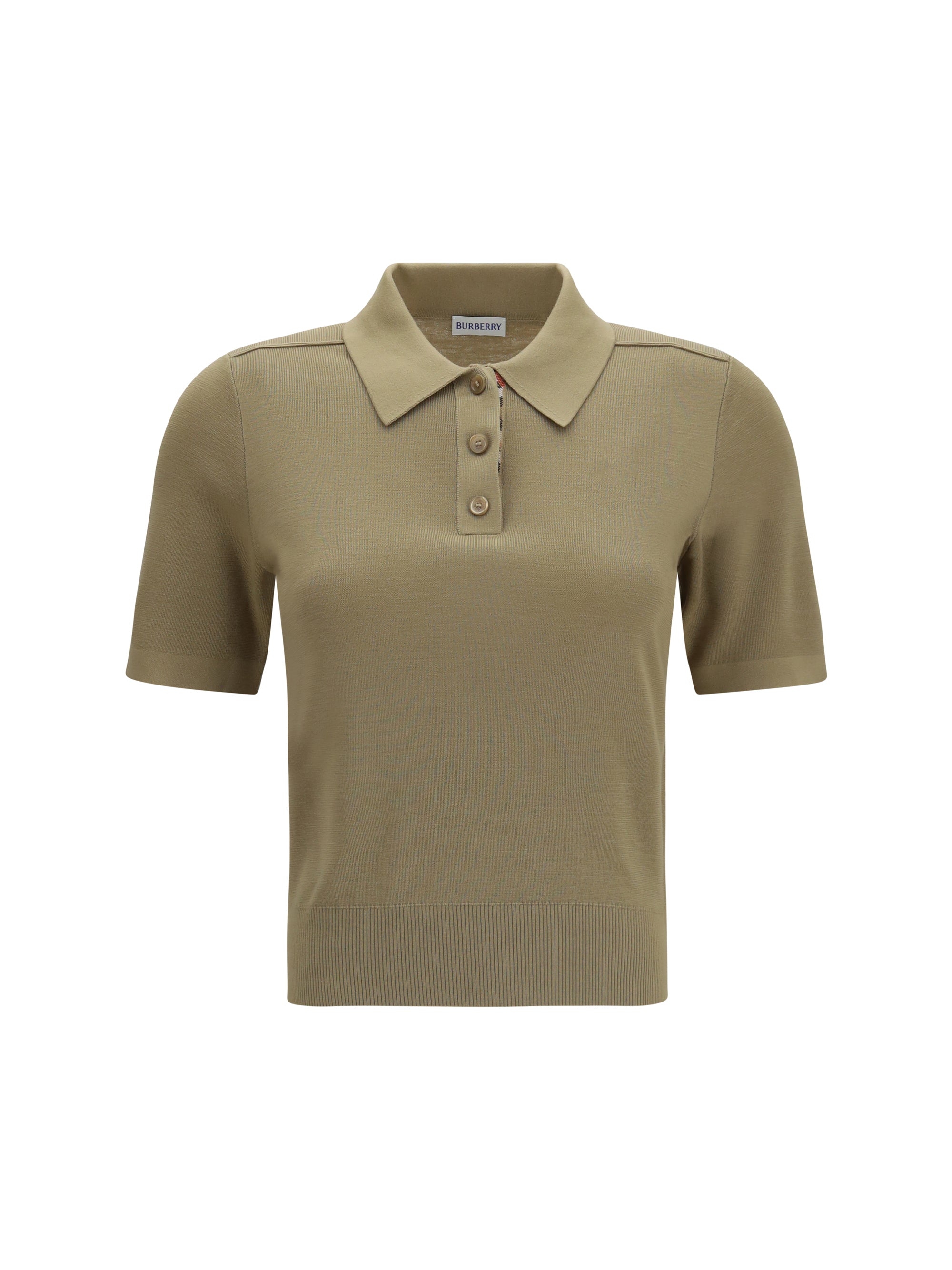 knit polo with check trim