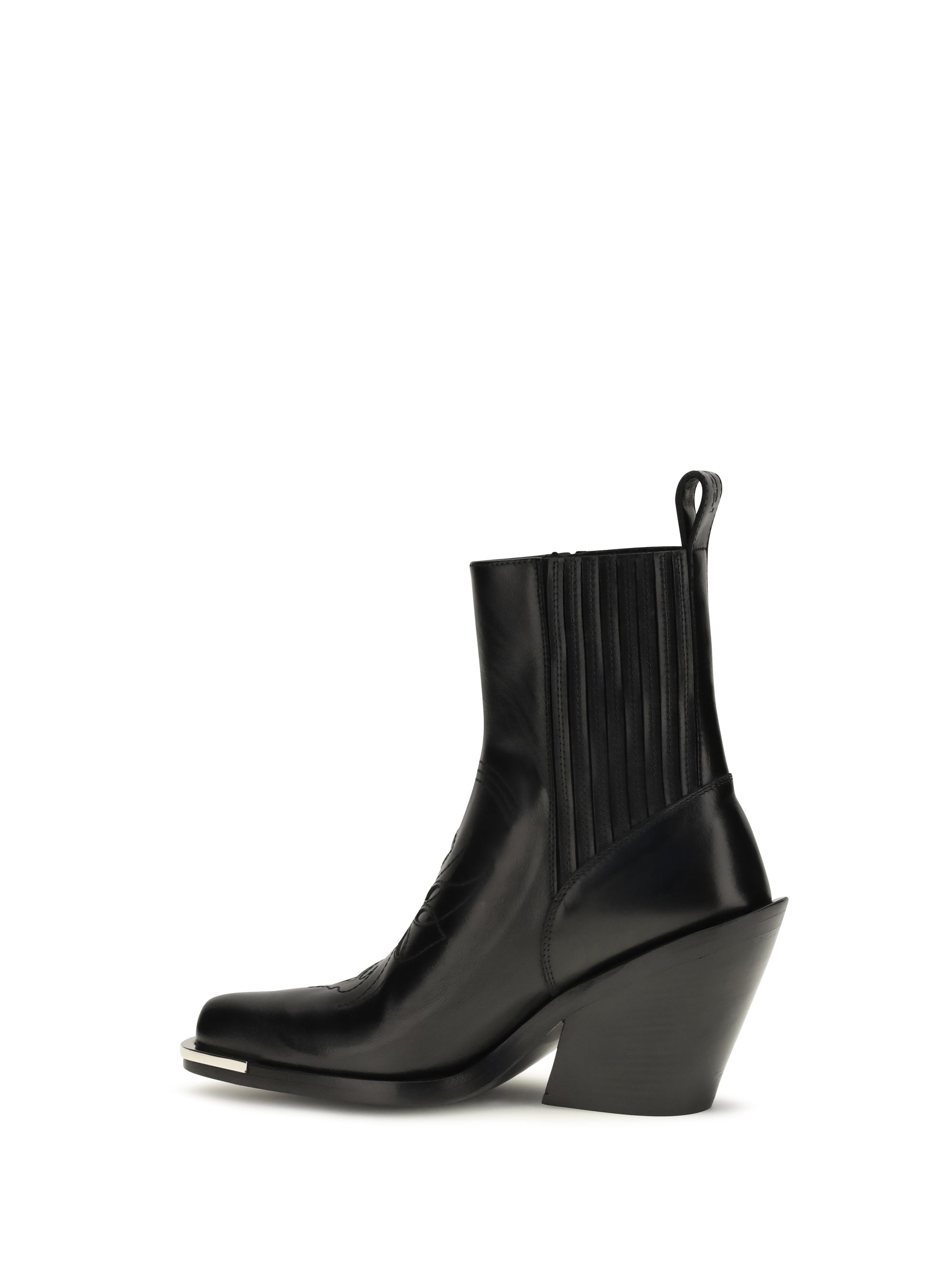 leather cowboy ankle boots