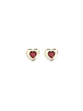 SELF-PORTRAIT OS gold red heart earrings