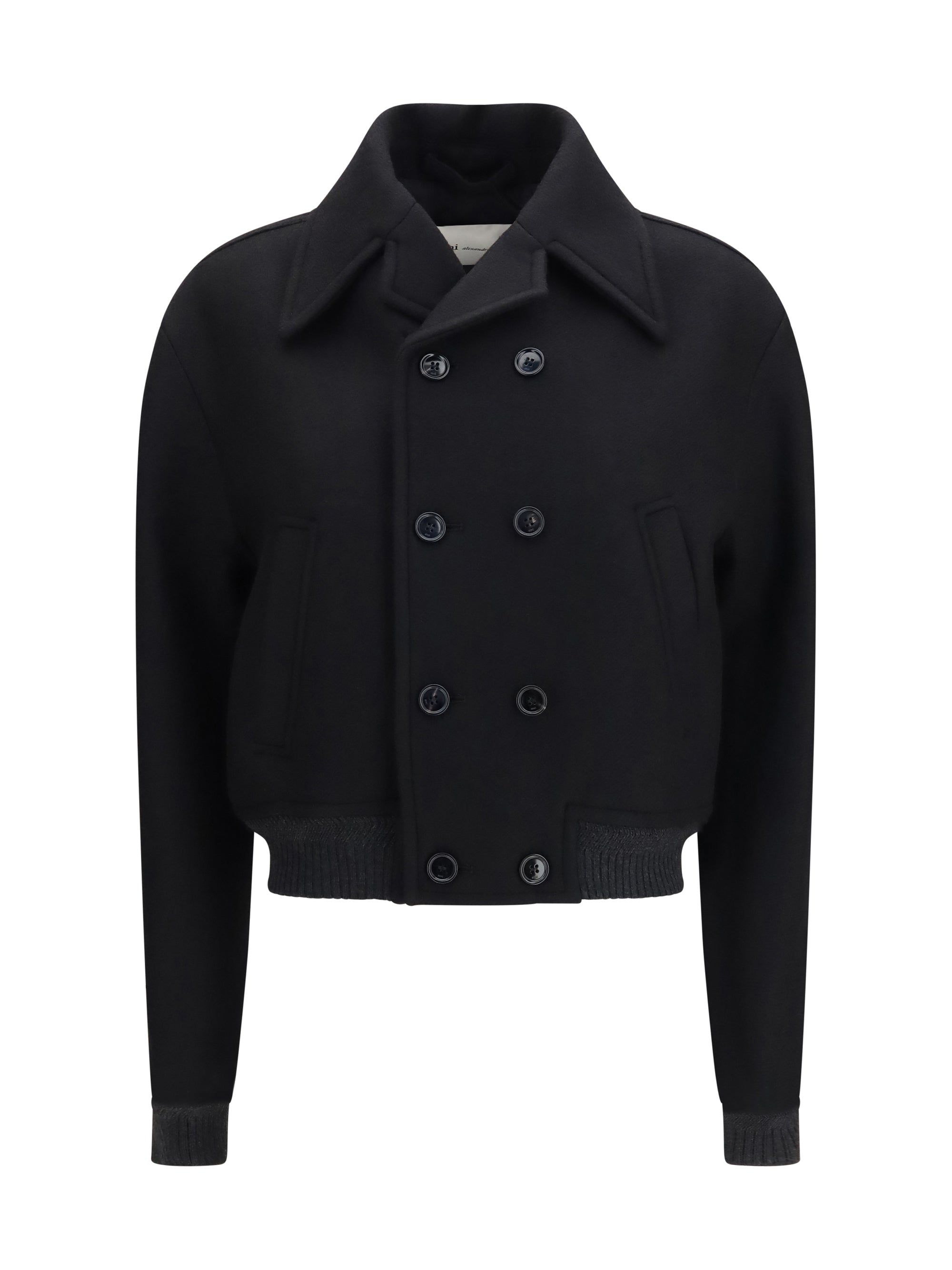 wool double-breasted bomber