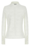 cardigan in cotton blend and openwork silk crocheted