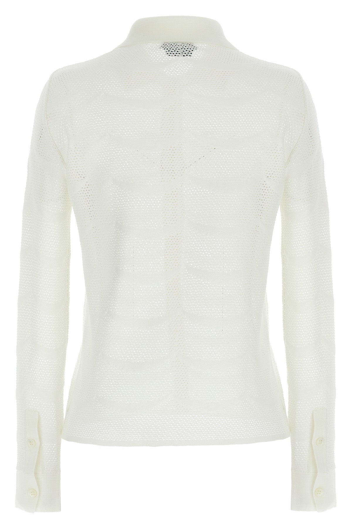 cardigan in cotton blend and openwork silk crocheted